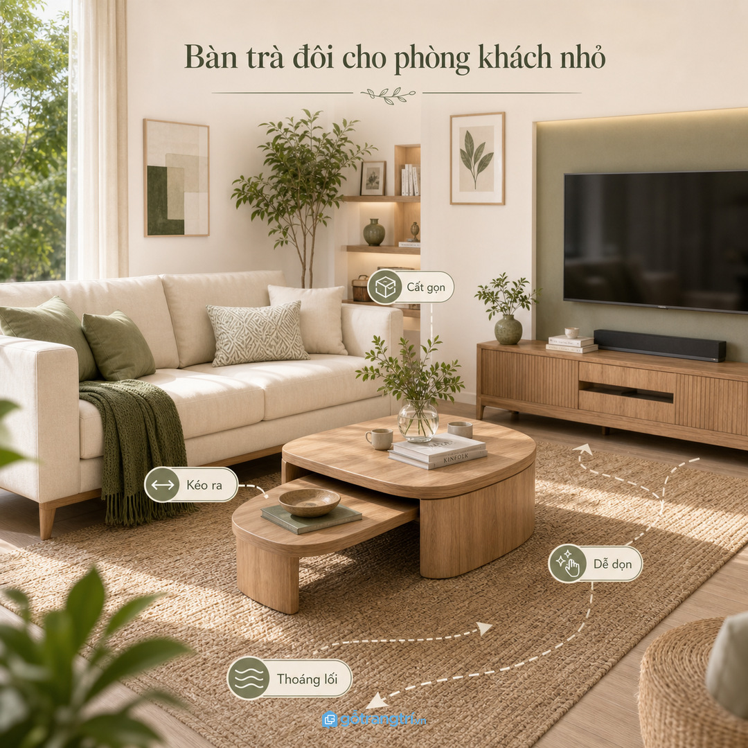 Hiểu sai khi chọn bàn trà nhỏ cho phòng khách nhỏ