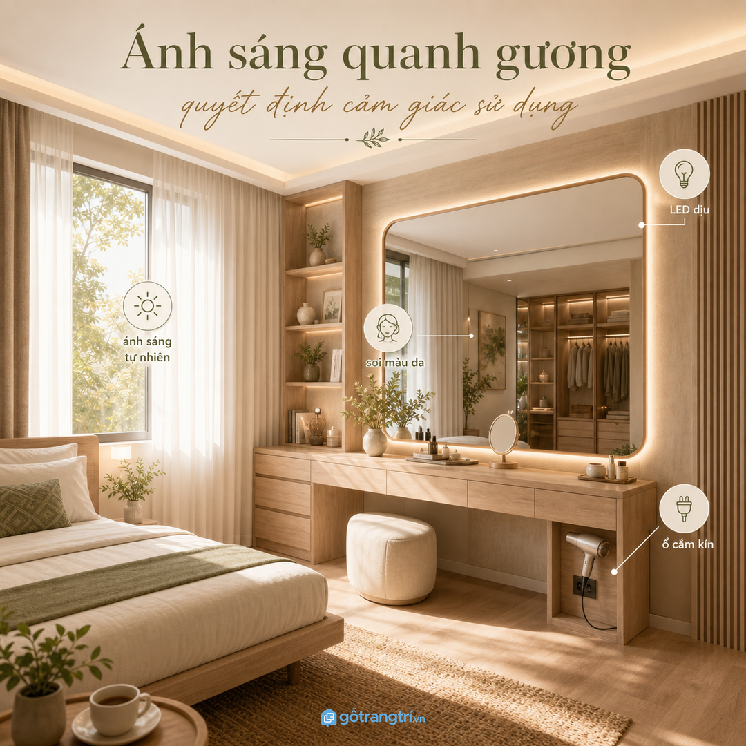 Ánh sáng quanh gương quyết định cảm giác sử dụng