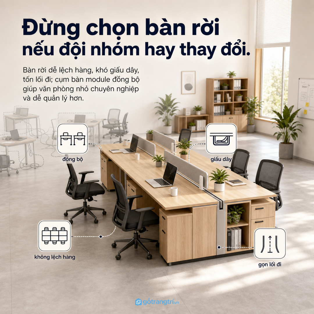 Bàn rời dễ rối hơn cụm bàn module đồng bộ