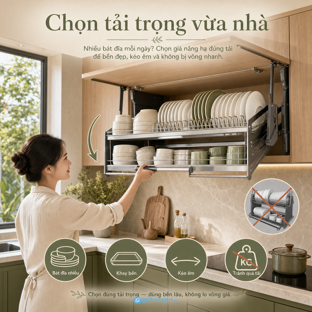 Đo khoang trước khi lắp giá bát nâng hạ để tránh cấn bản lề và tay nâng