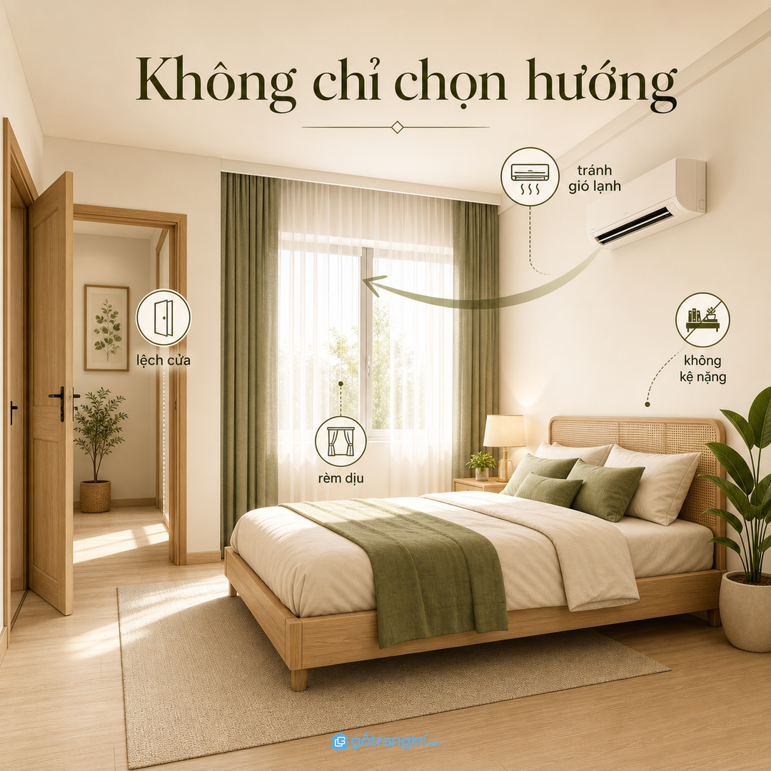 Phong thủy giường ngủ không chỉ là chọn hướng