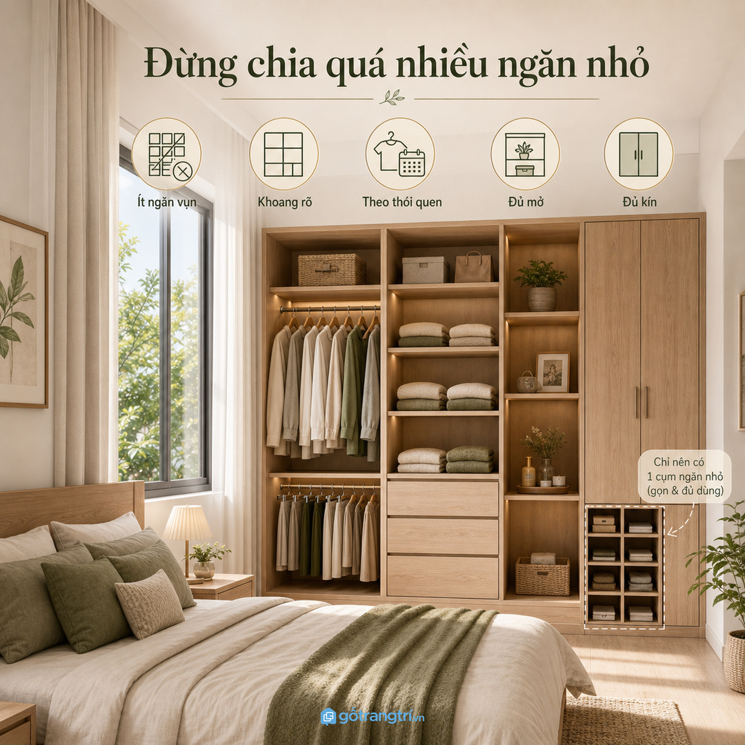 Đừng chia quá nhiều ngăn nhỏ