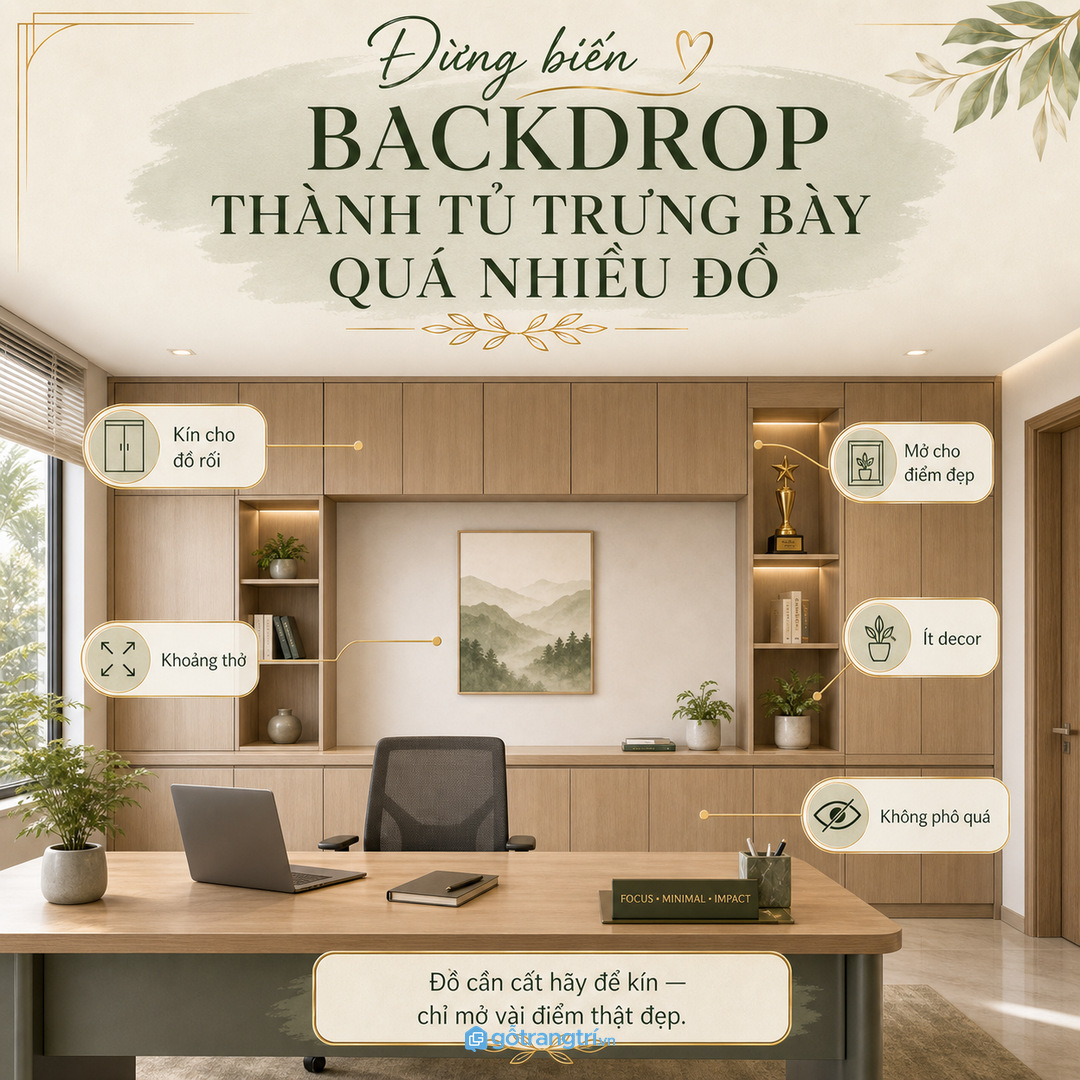 Đừng biến backdrop thành tủ trưng bày quá nhiều đồ