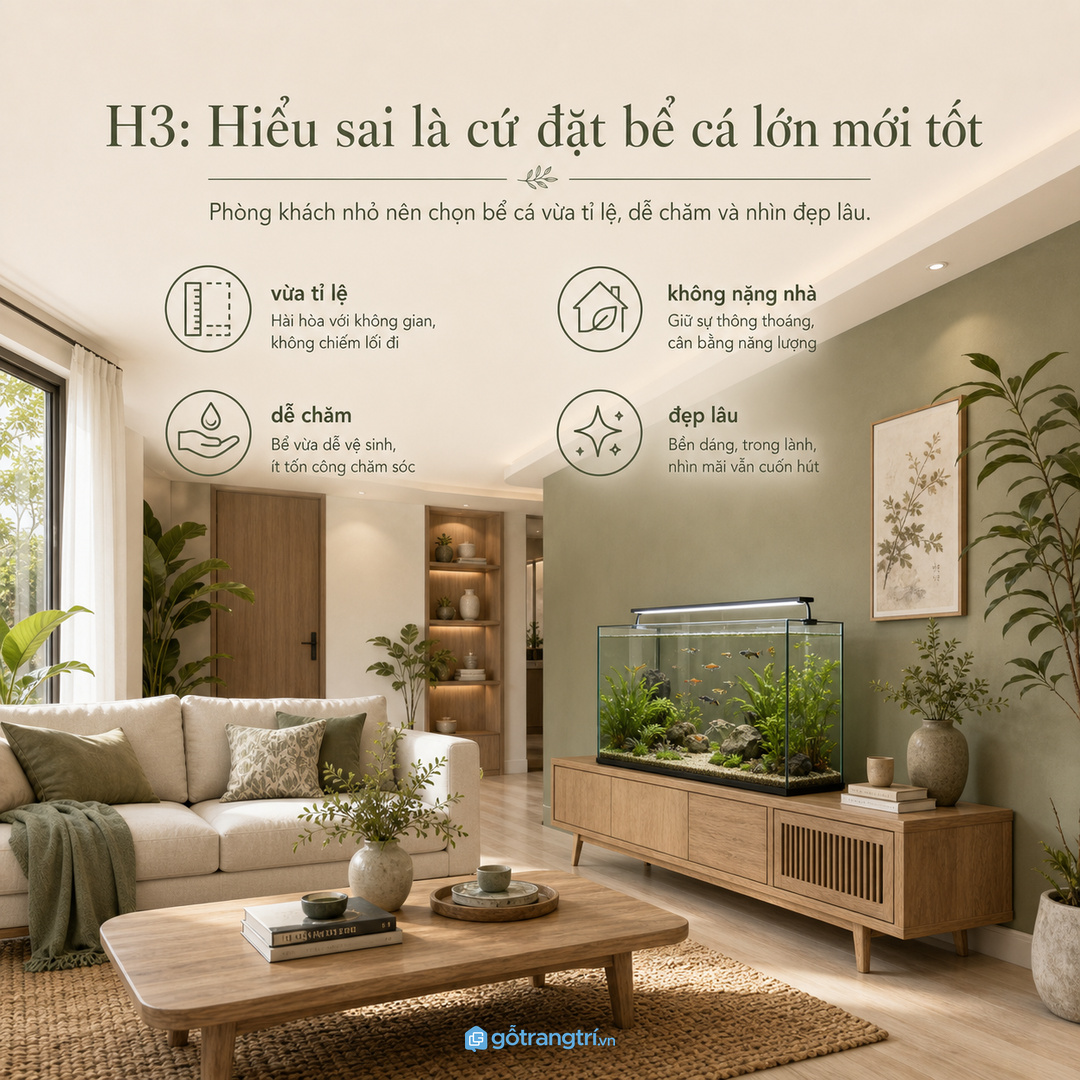 Tỉ lệ tủ phải đủ chắc cho tải trọng nước và không làm mảng tường bị nặng