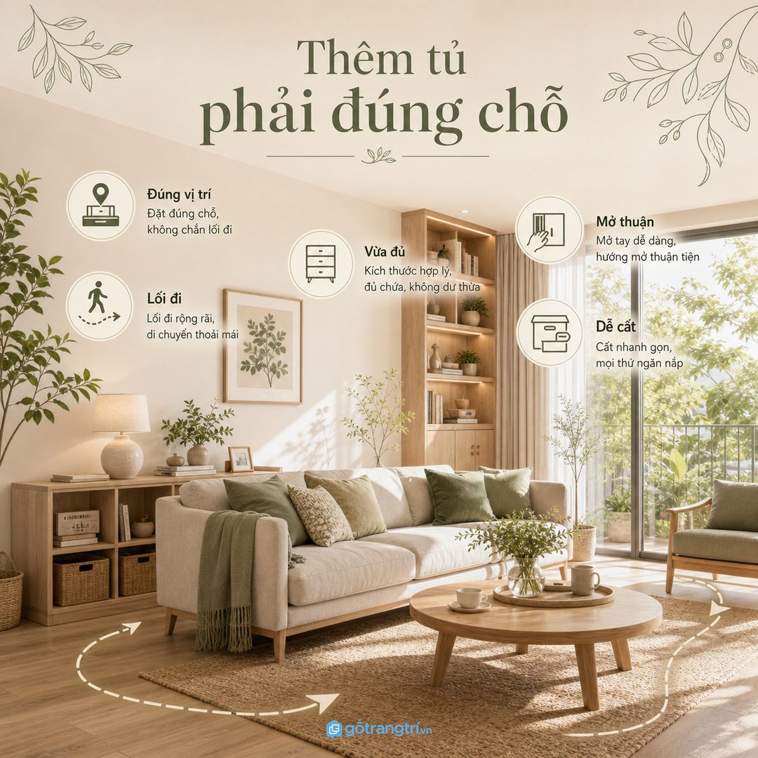 Hiểu sai thường gặp là cứ thêm tủ là nhà sẽ gọn