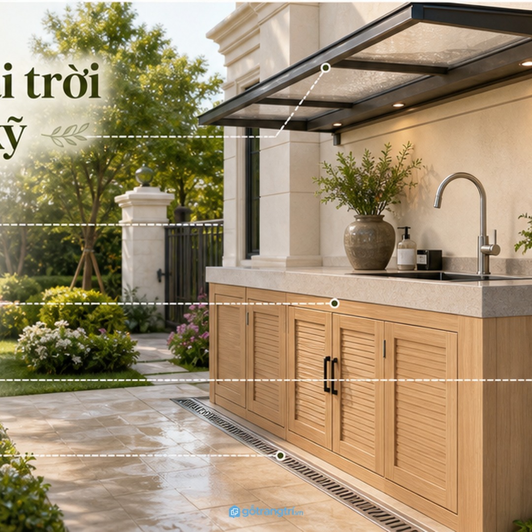 Tủ chậu ngoài trời phải tính nắng mưa thoát nước và vật liệu