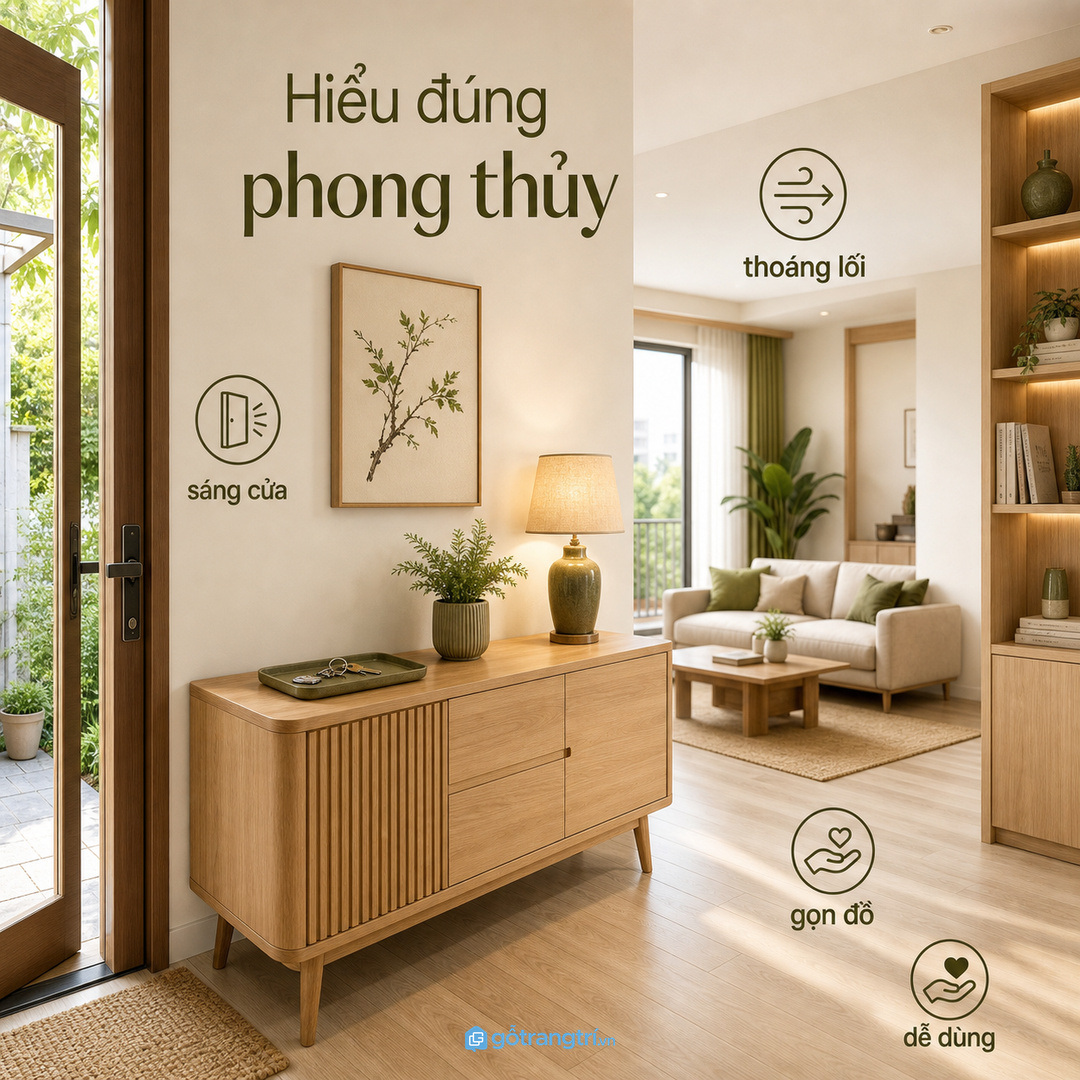 Phong thủy ứng dụng là sáng, thoáng, gọn và dễ dùng mỗi ngày