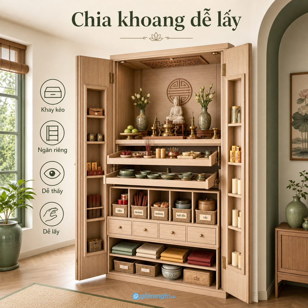 Không nhét tất cả vào một hộc kín, nên chia khoang rõ và dễ lấy