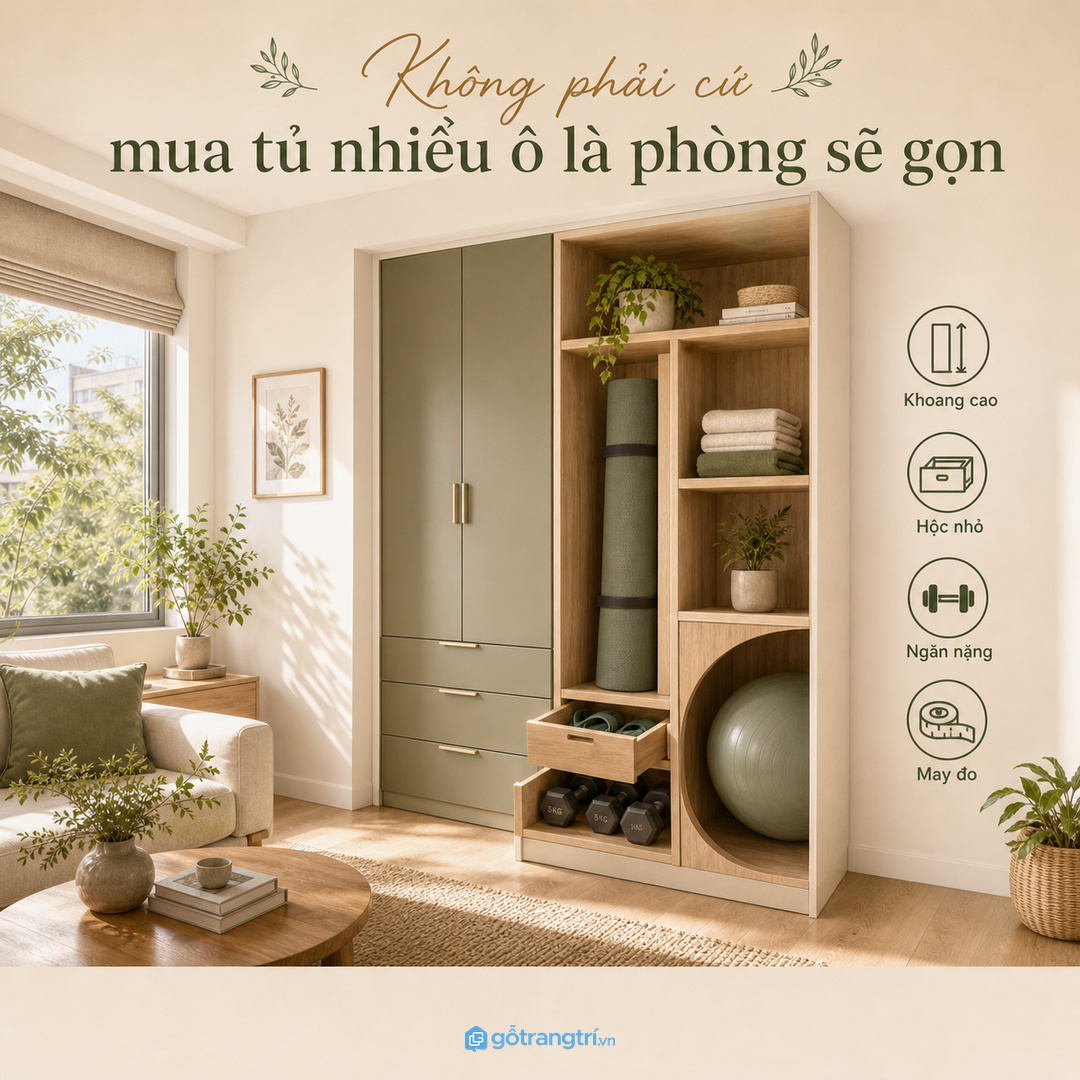 Không phải cứ mua tủ nhiều ô là phòng sẽ gọn