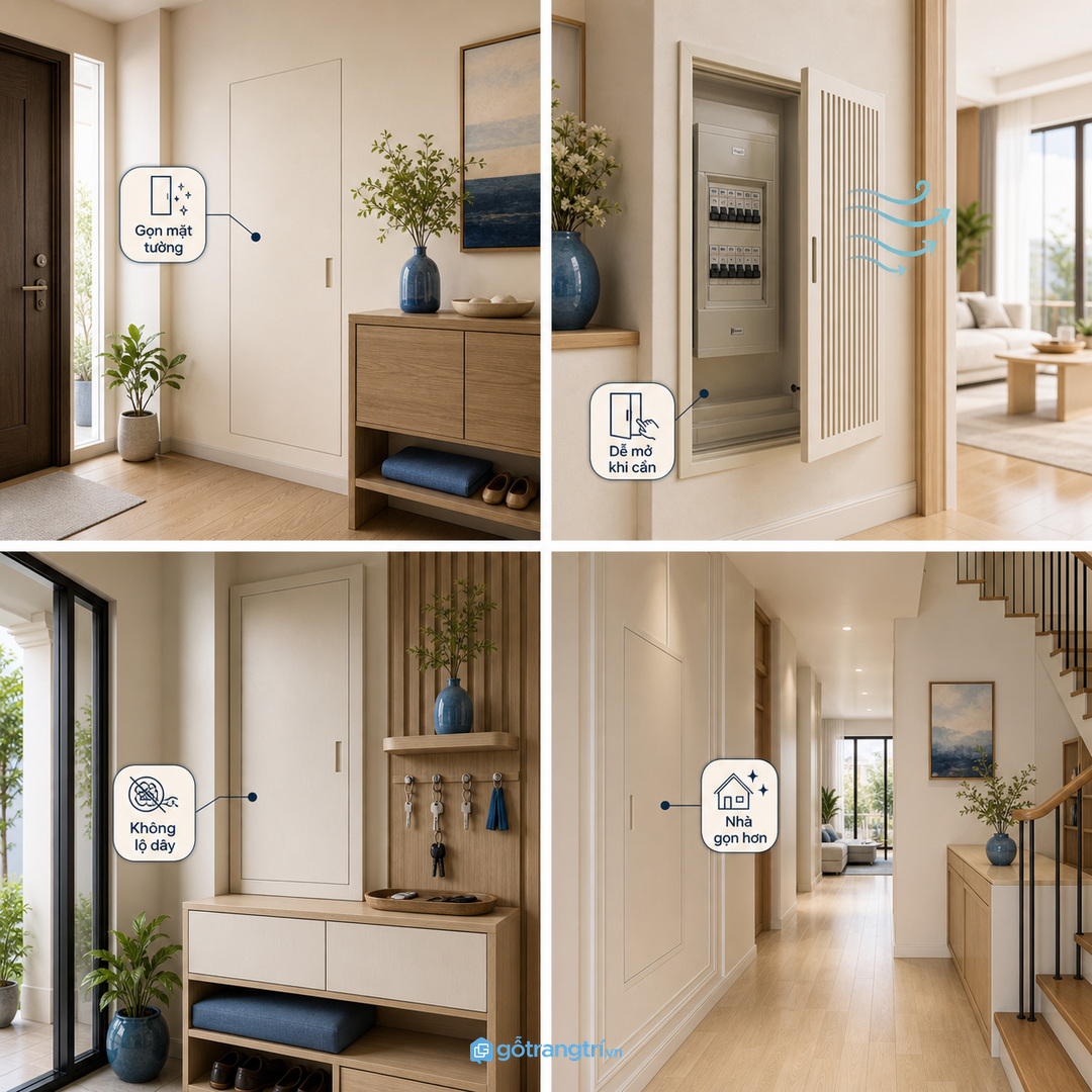 Tủ che hộp điện kết hợp kệ chìa khóa và đồ nhỏ