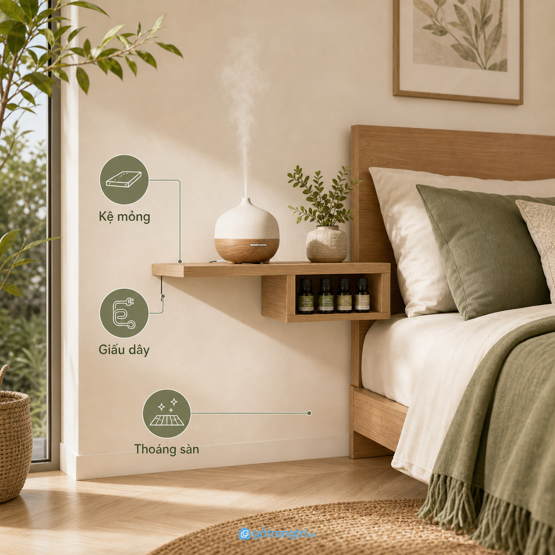 Hộc nhỏ giúp cất tinh dầu, khăn giấy và điều khiển