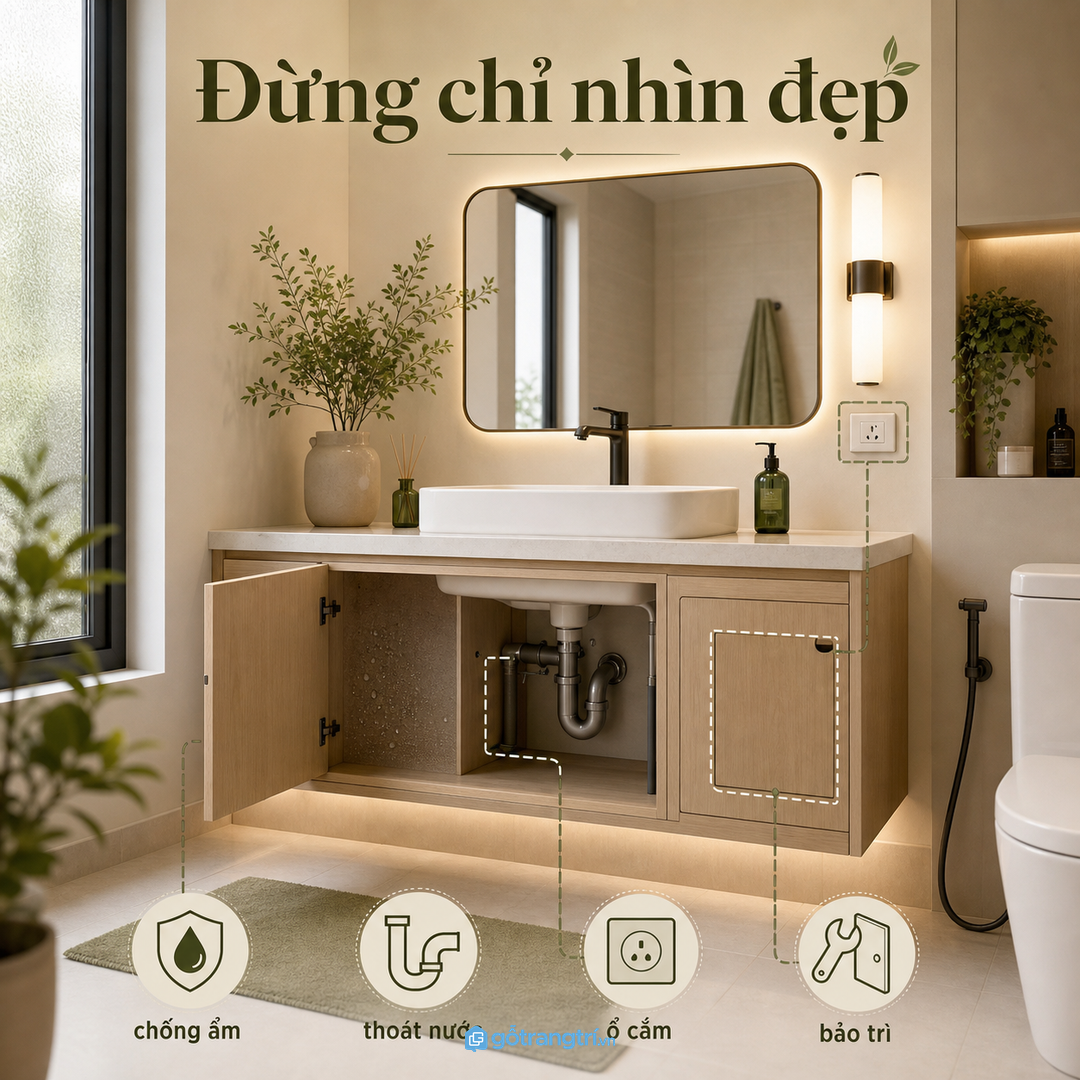 Tủ lavabo chung cư nên kiêm thêm lưu trữ đồ vệ sinh cá nhân nhà