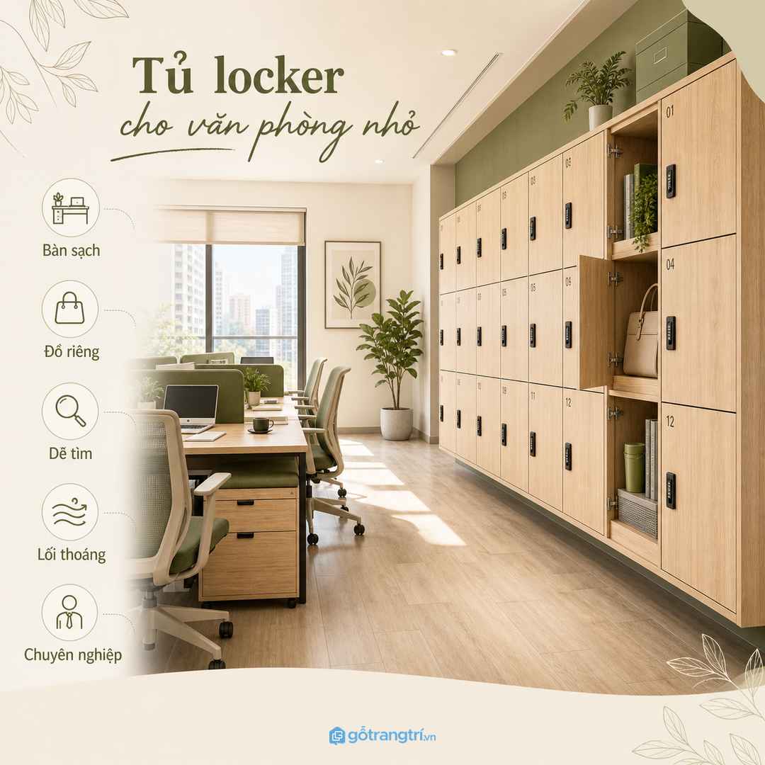 Không nên dùng kệ mở thay locker nếu cần riêng tư và quản lý đồ cá nhân
