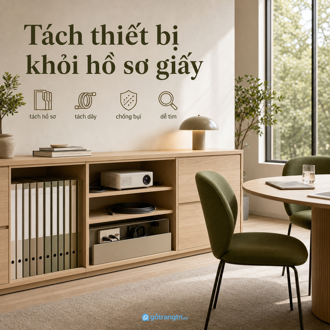 Không nên cất máy chiếu chung với hồ sơ giấy