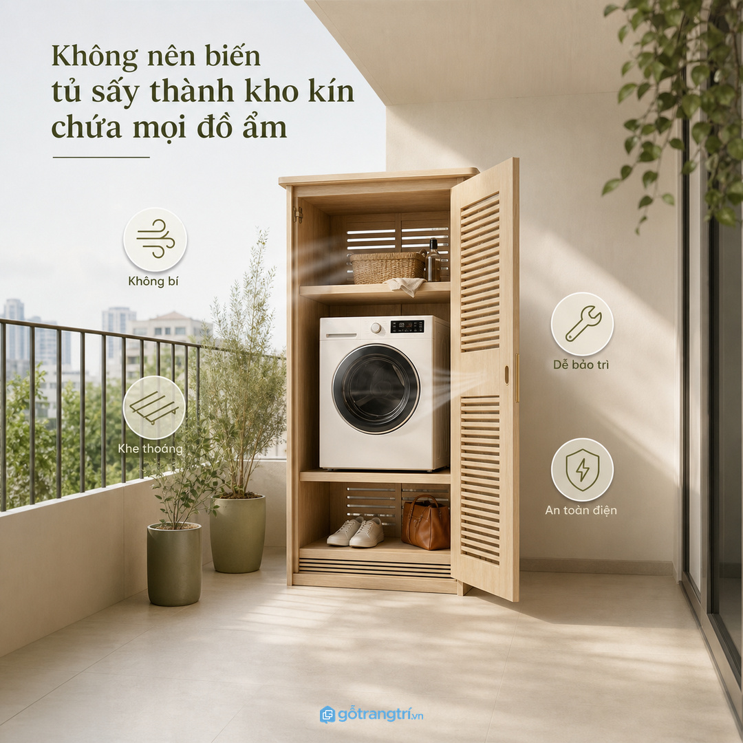 Không nên biến tủ sấy thành kho kín chứa mọi đồ ẩm