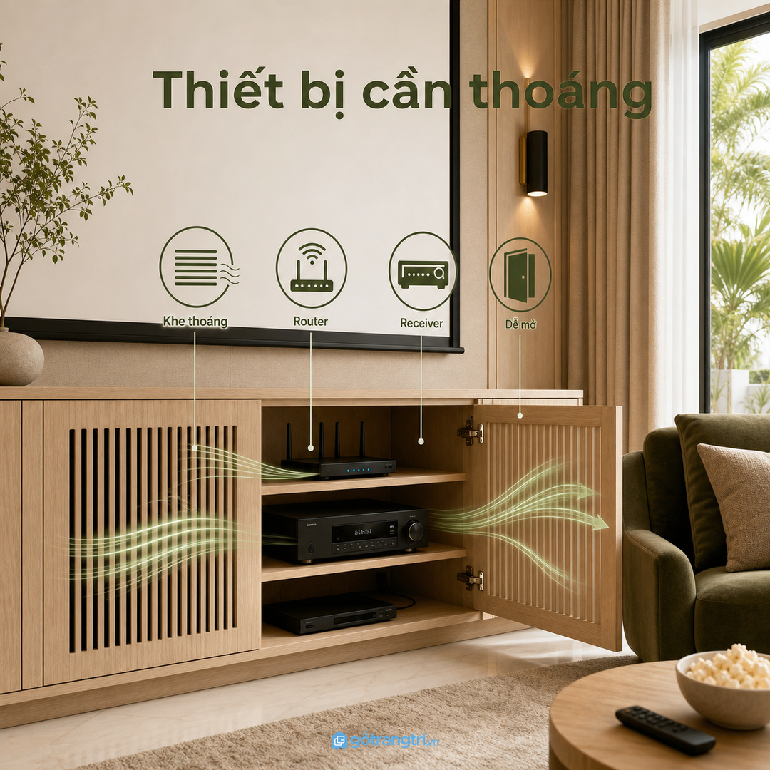 Thiết bị nghe nhìn cần thoáng nhiệt và không nên nhét trong khoang kín
