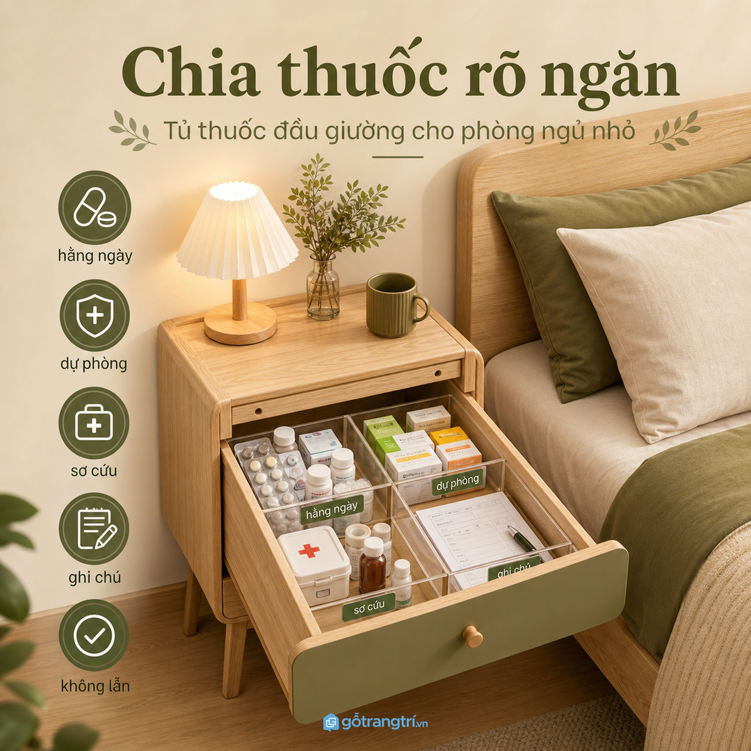Chia thuốc rõ ngăn giúp tránh lẫn thuốc dùng hằng ngày với đồ dự phòng