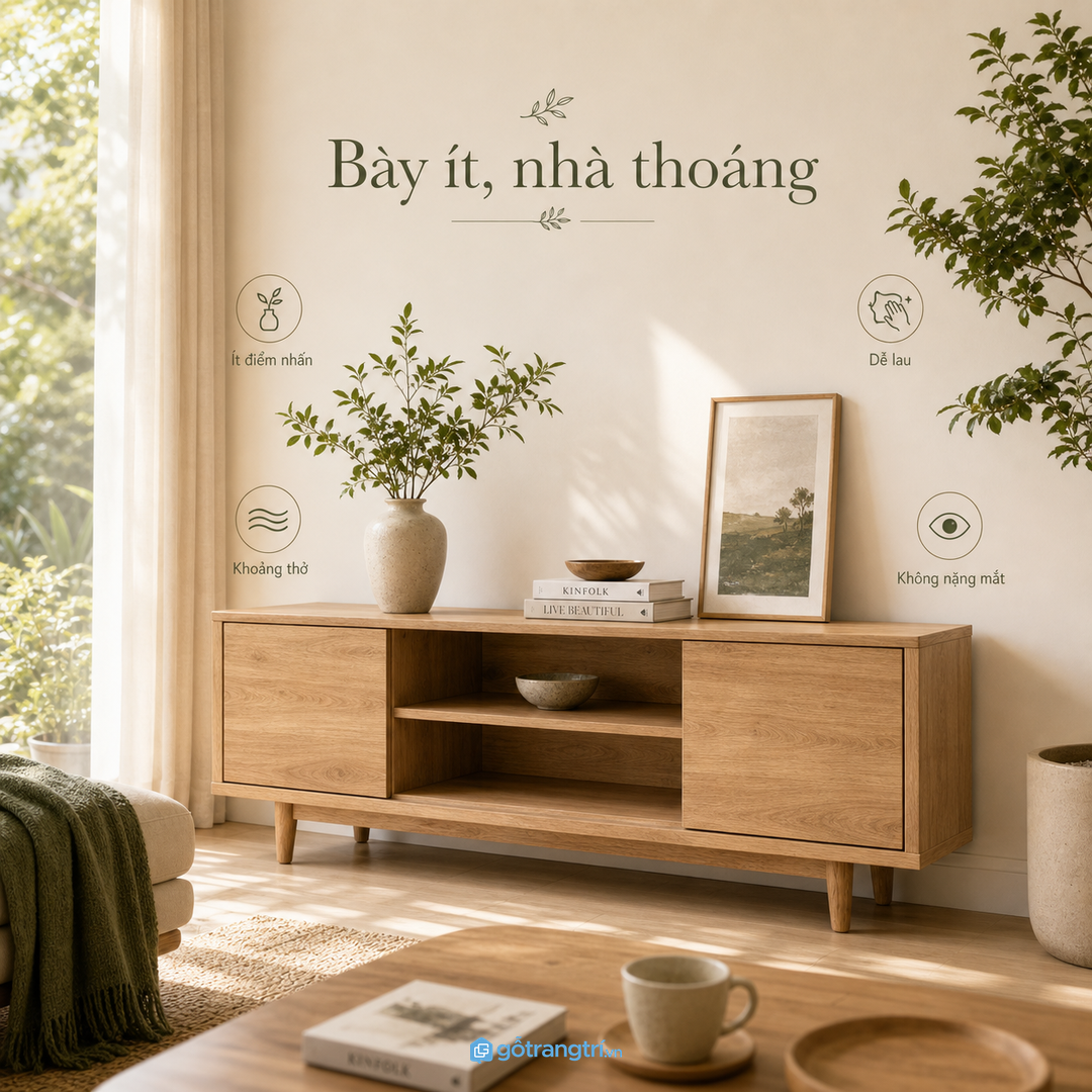 Bày ít vật phẩm phong thủy để phòng khách có khoảng thở