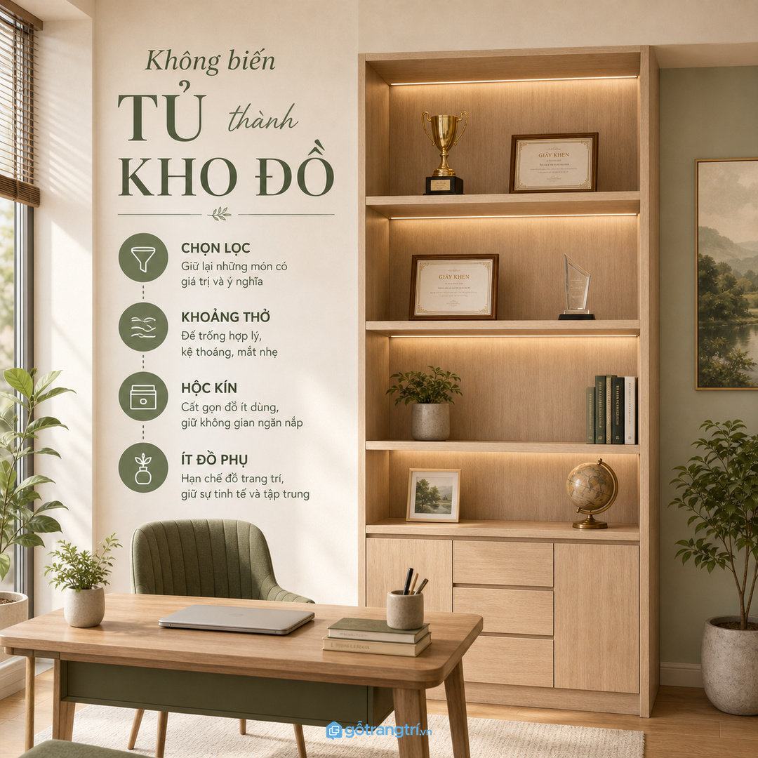 Tủ trưng bày không nên biến thành kho đồ lặt vặt