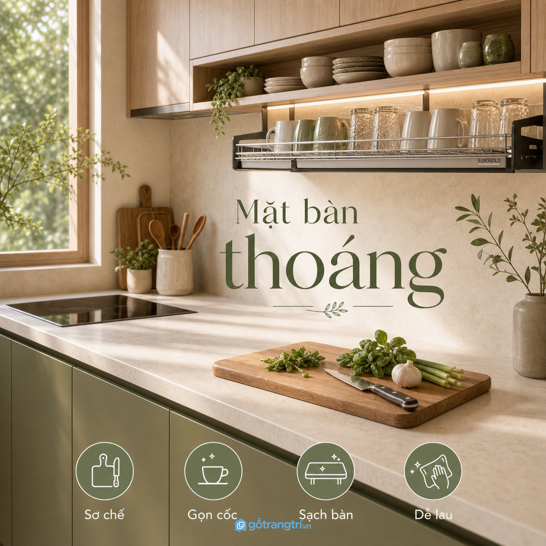 Không nên đặt khay úp cốc quá cao hoặc quá sâu trong tủ bếp