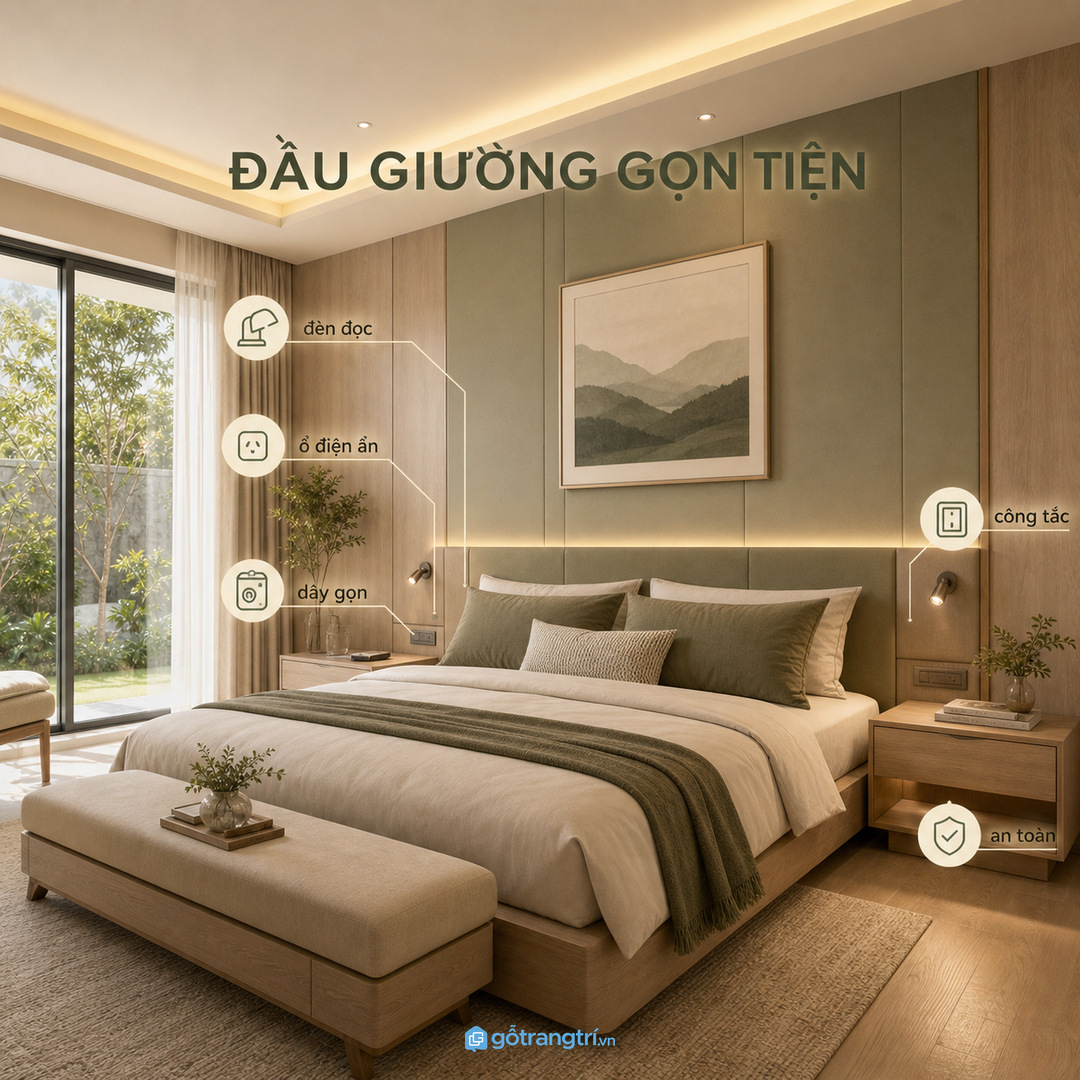 Vách đầu giường nên nhẹ, đúng tỷ lệ và không làm phòng ngủ bị nặng mắt