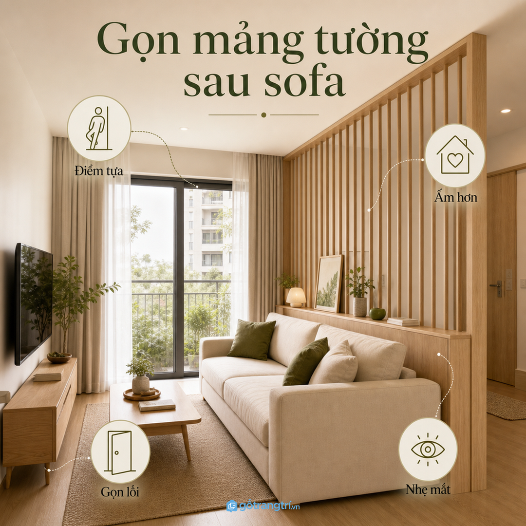 Lam gỗ quá dày và tối dễ làm phòng khách nhỏ nặng hơn