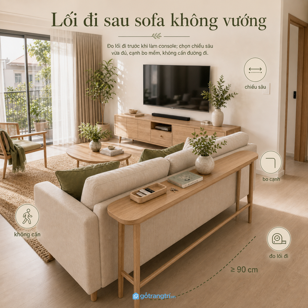Chọn chiều sâu console theo khoảng đi lại thật