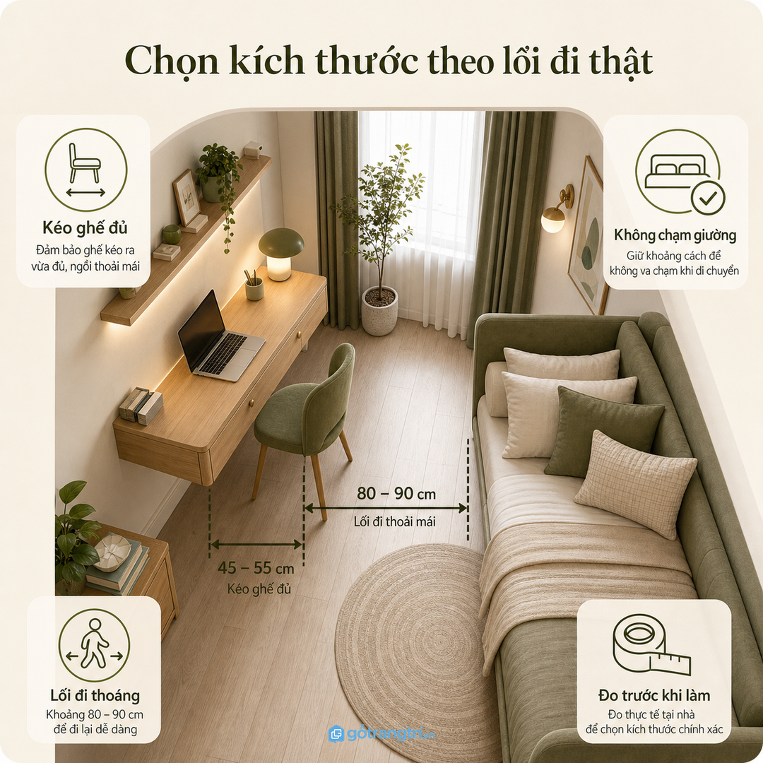 Chọn kích thước theo lối đi thật