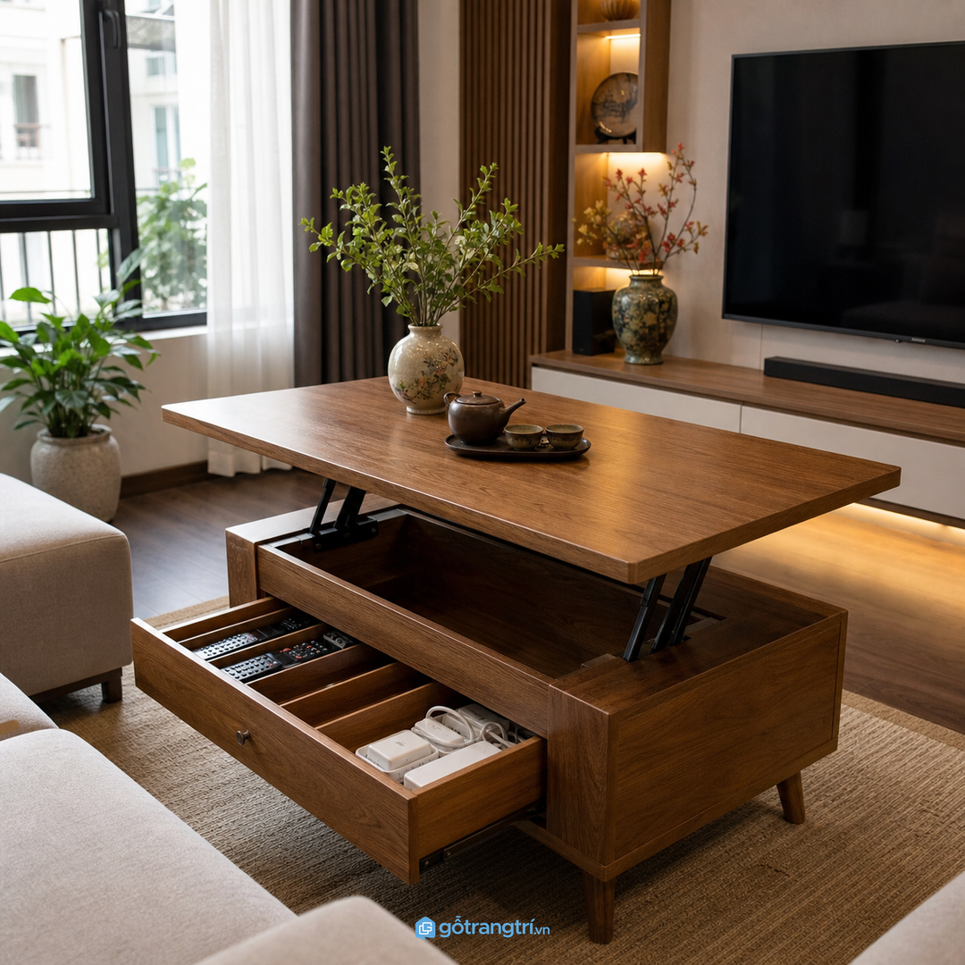 Đo khoảng sofa và kệ TV trước khi chốt chiều sâu bàn