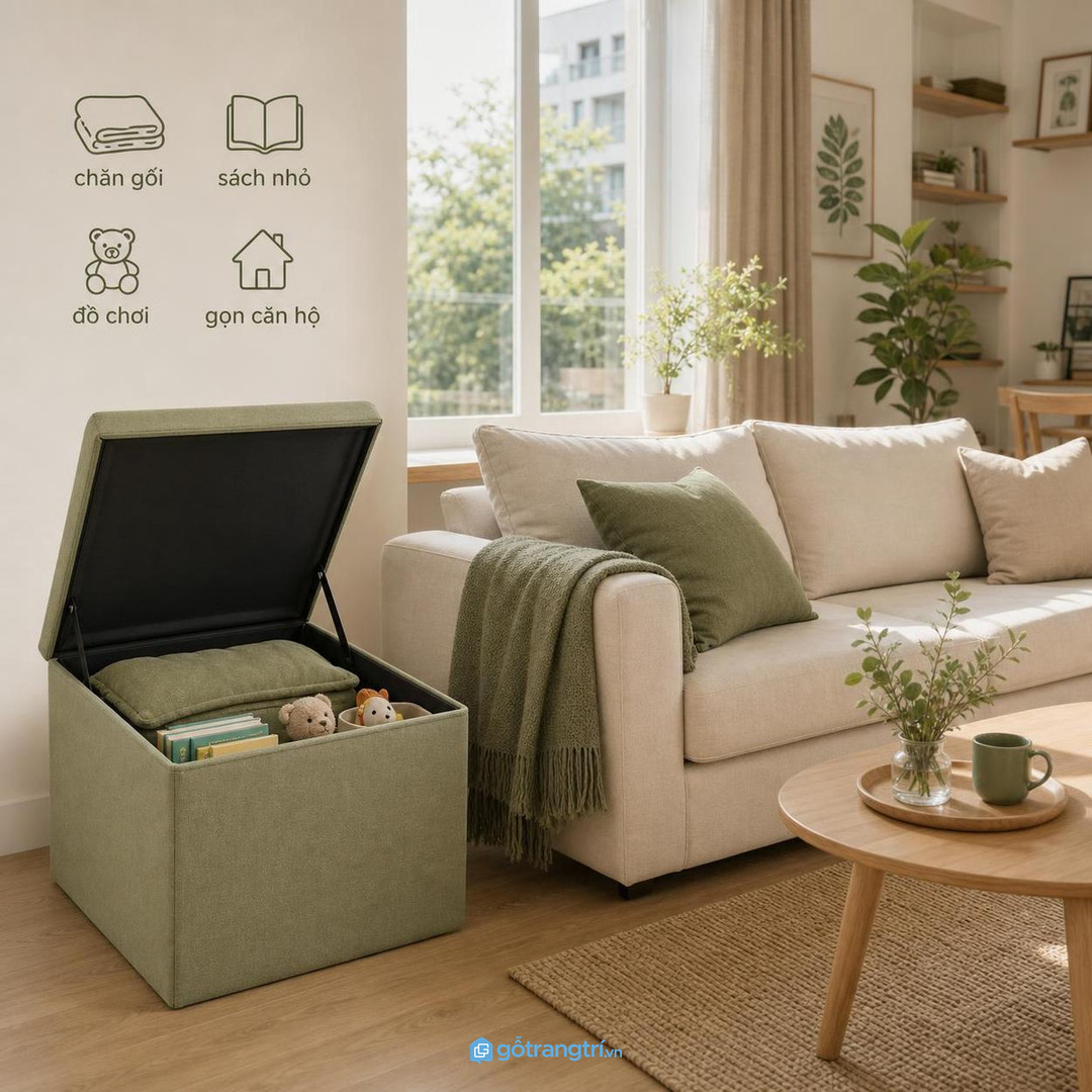 Đo lối đi quanh sofa và bàn trà trước khi chọn kích thước ghế đôn