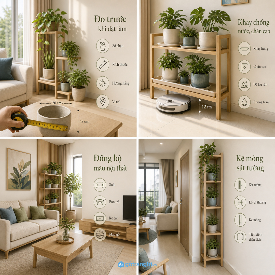 Đo số lượng chậu, kích thước chậu và hướng nắng trước khi đặt làm