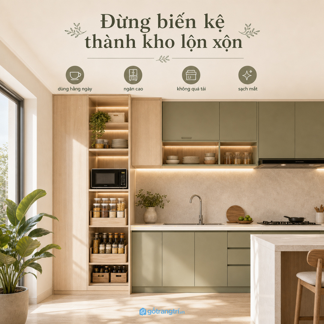 Chọn chiều sâu vừa đủ để không chặn lối bếp