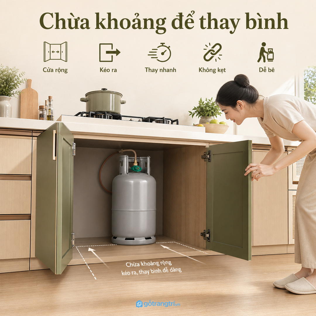 Đặt khoang gần vùng nấu nhưng không chèn vào khu ẩm