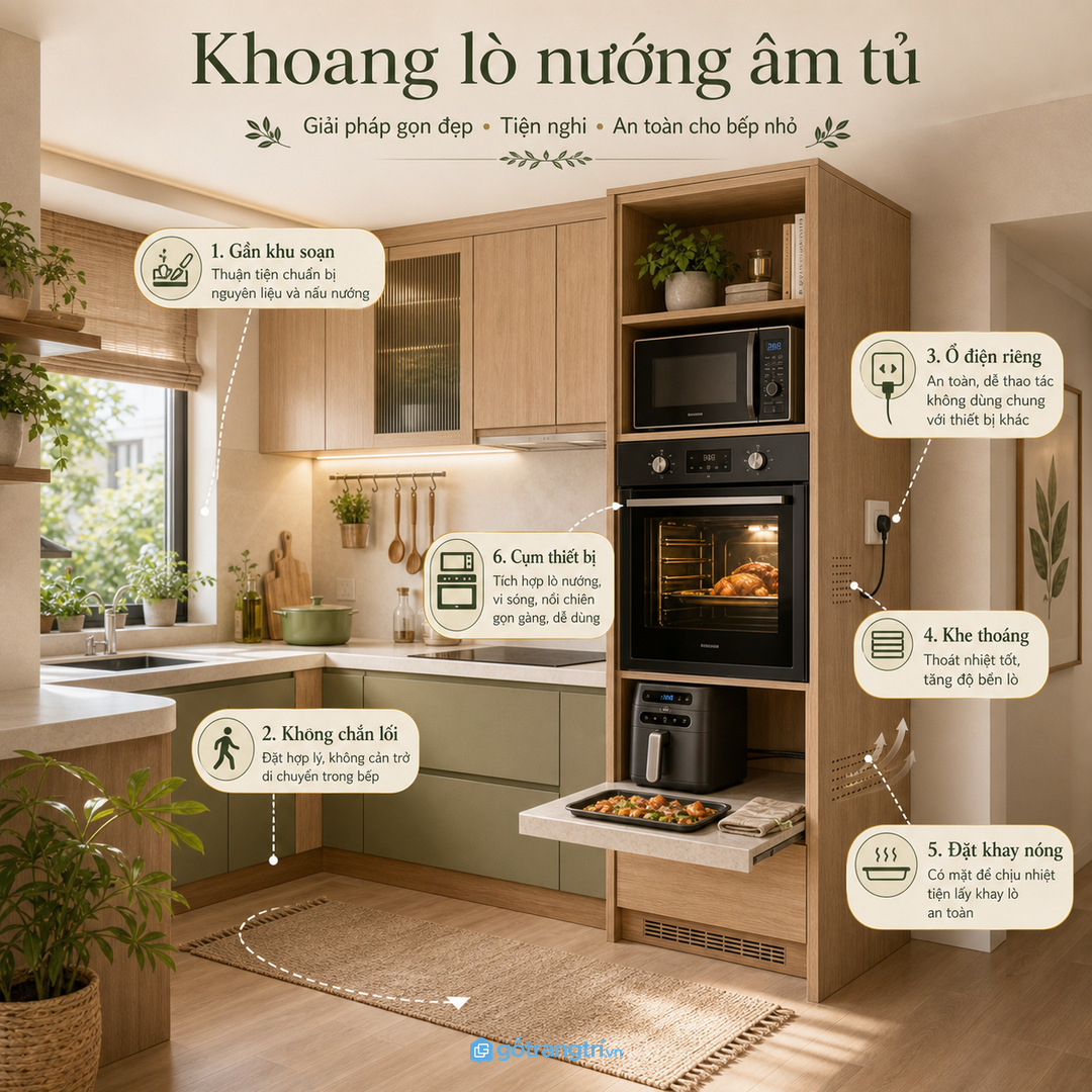 Khoang lò nướng nên theo kích thước thiết bị và nhóm máy dùng lâu dài