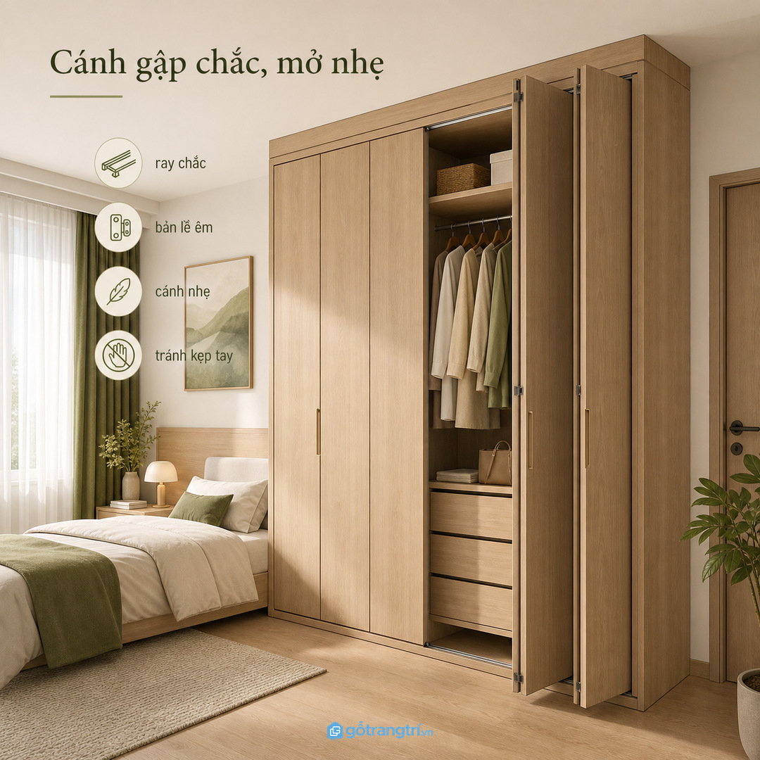 Đo khoảng mở cánh theo vị trí giường thực tế