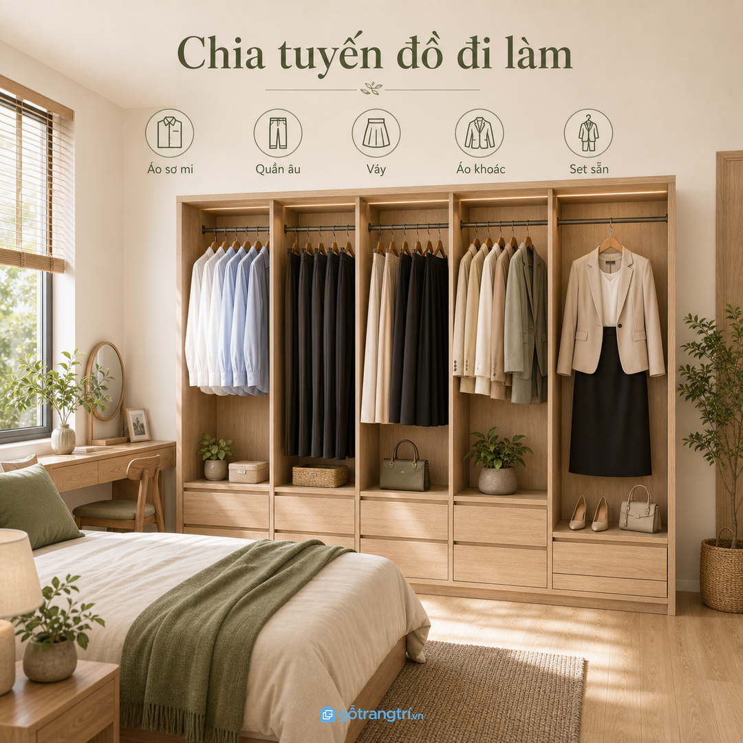 Chia tuyến treo theo bộ đồ đi làm