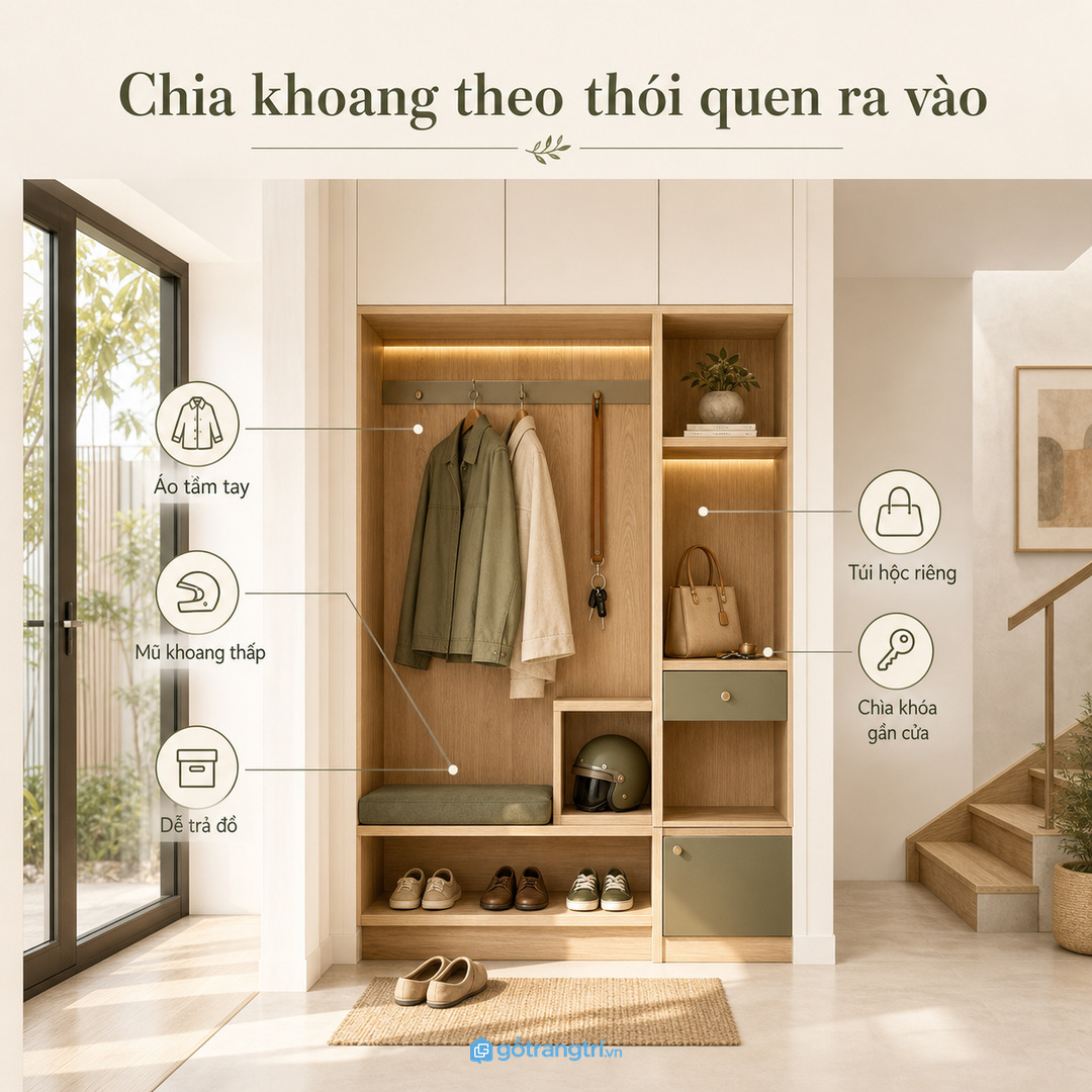 Đo lối đi trước khi quyết định chiều sâu tủ