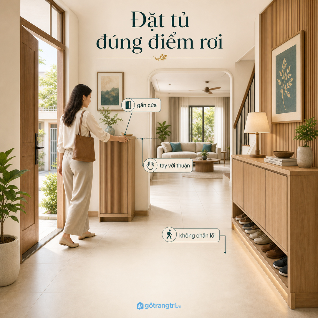Đặt tủ đúng điểm rơi giúp thao tác đi về nhà nhanh hơn