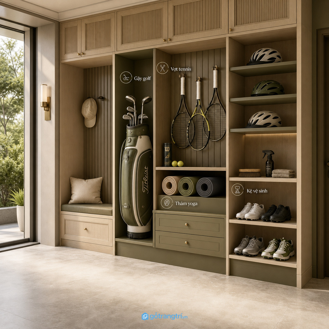 Vị trí tủ nên gần gara hoặc cửa phụ để cất đồ ngay khi về nhà
