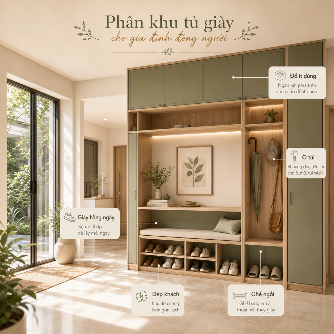 Tủ đồ vải theo tầng giúp biệt thự nhiều phòng ngủ vận hành gọn hơn
