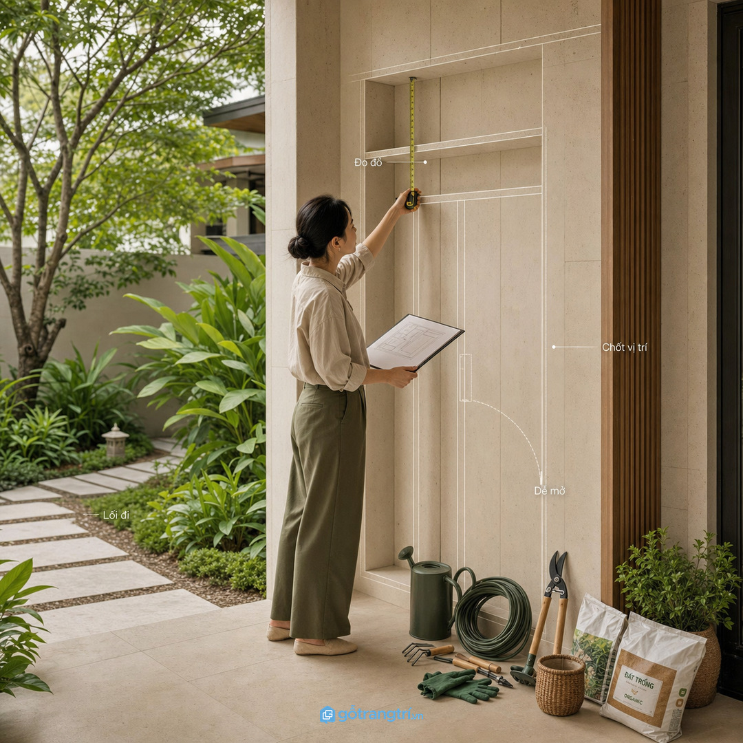 Đo vị trí và danh sách đồ trước khi đặt tủ