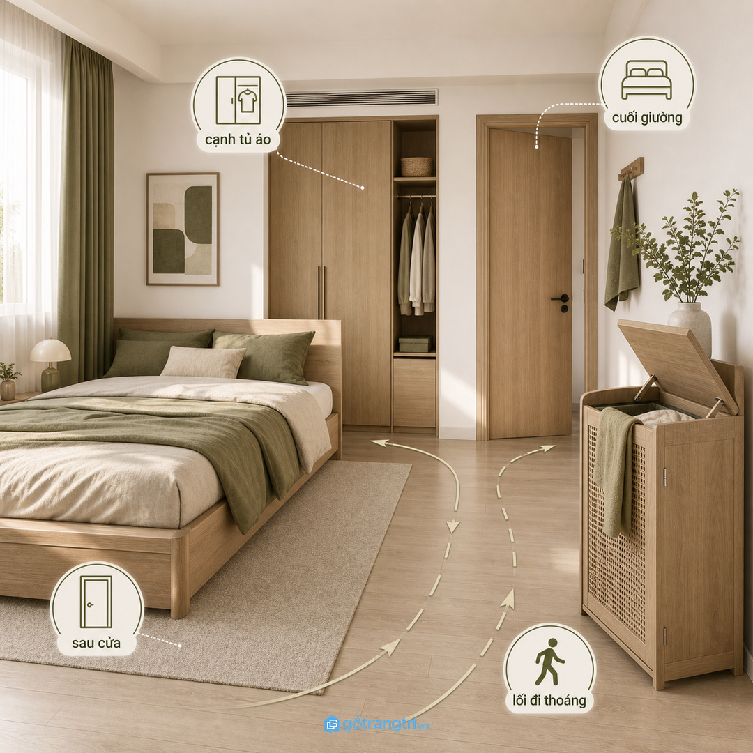 Chọn vị trí sát tuyến thay đồ, không chắn lối đi