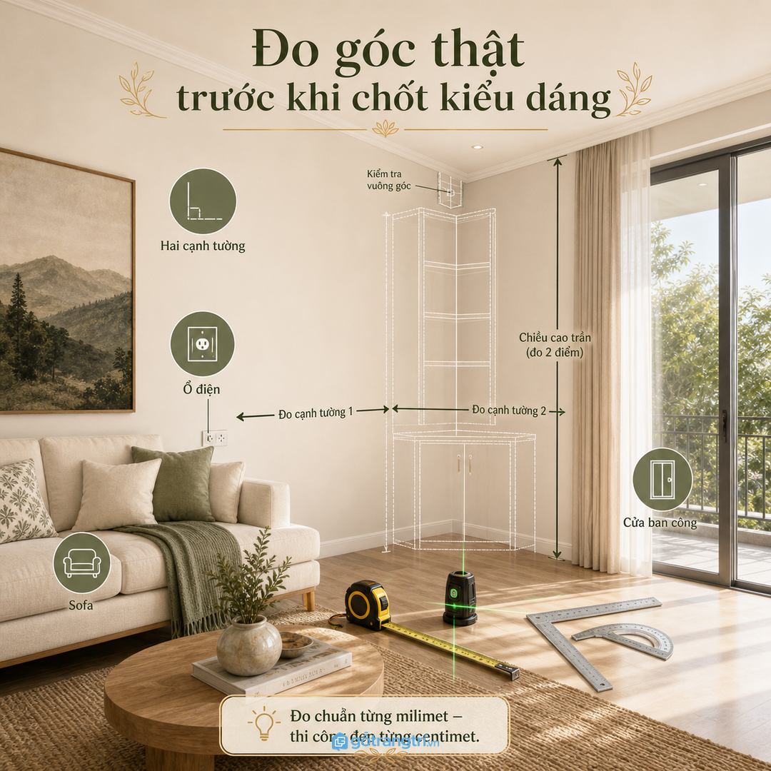 Đo góc thật trước khi chốt kiểu dáng