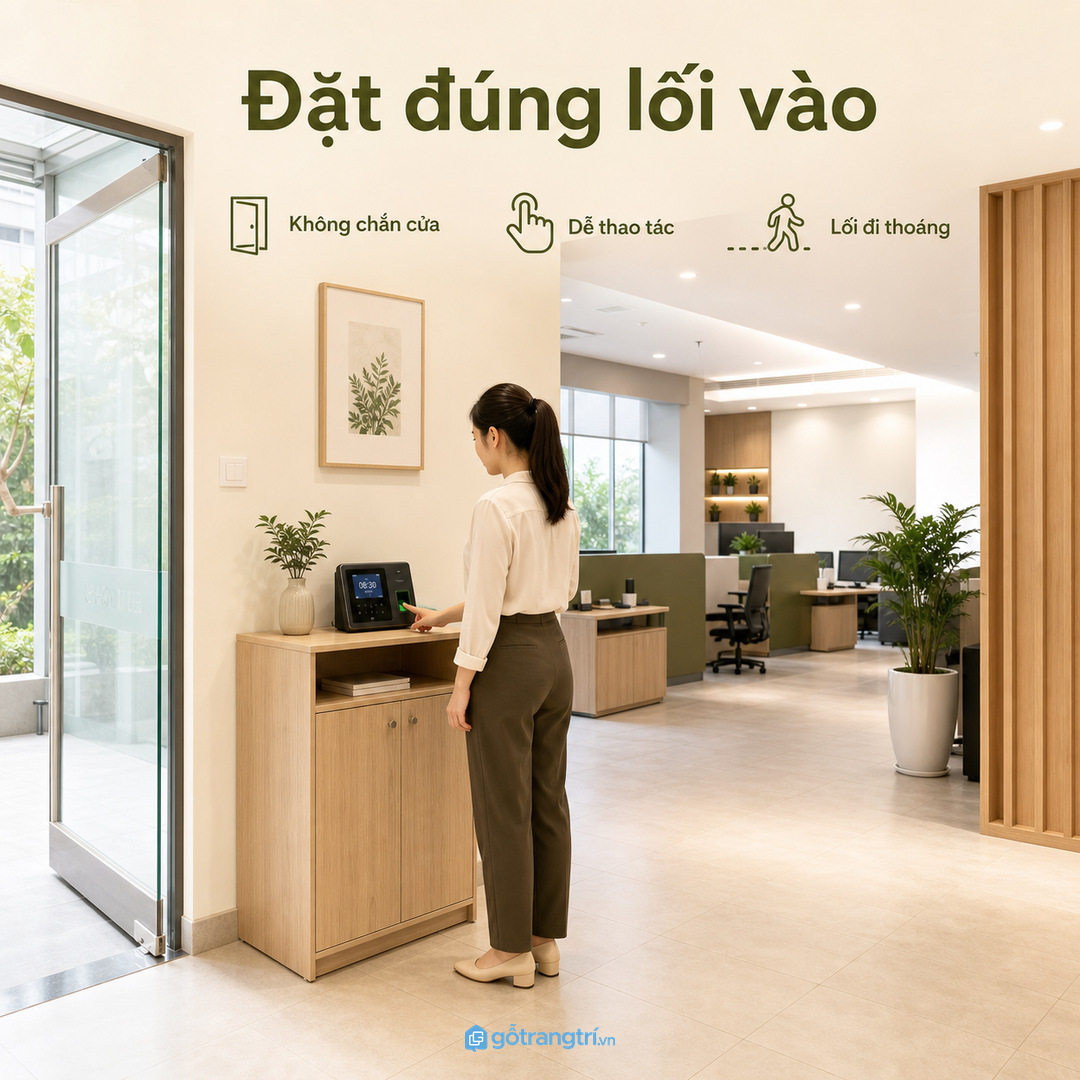 Đặt tủ đúng lối vào nhưng không chắn luồng di chuyển