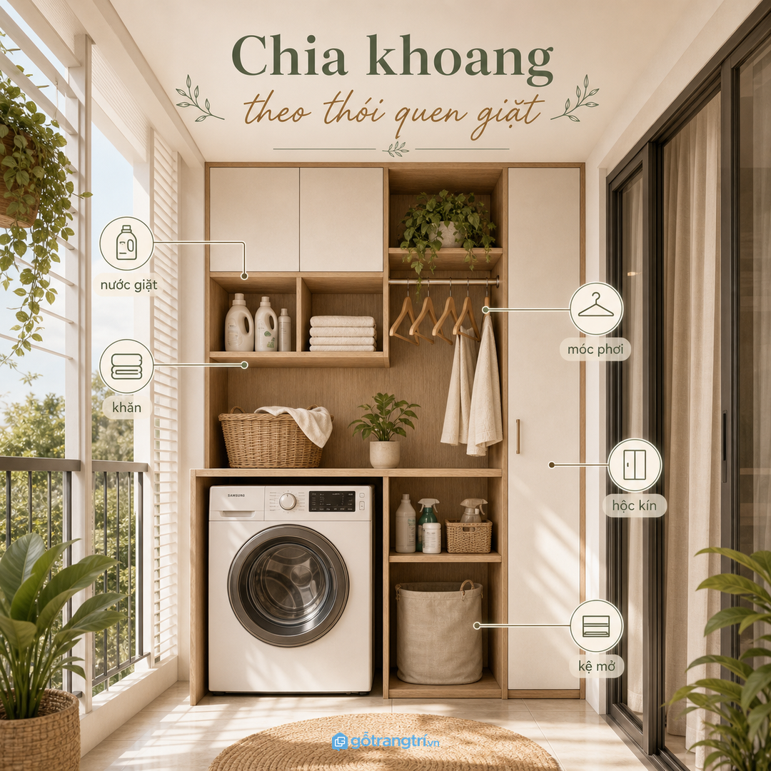 Chia khoang theo thói quen giặt hằng ngày