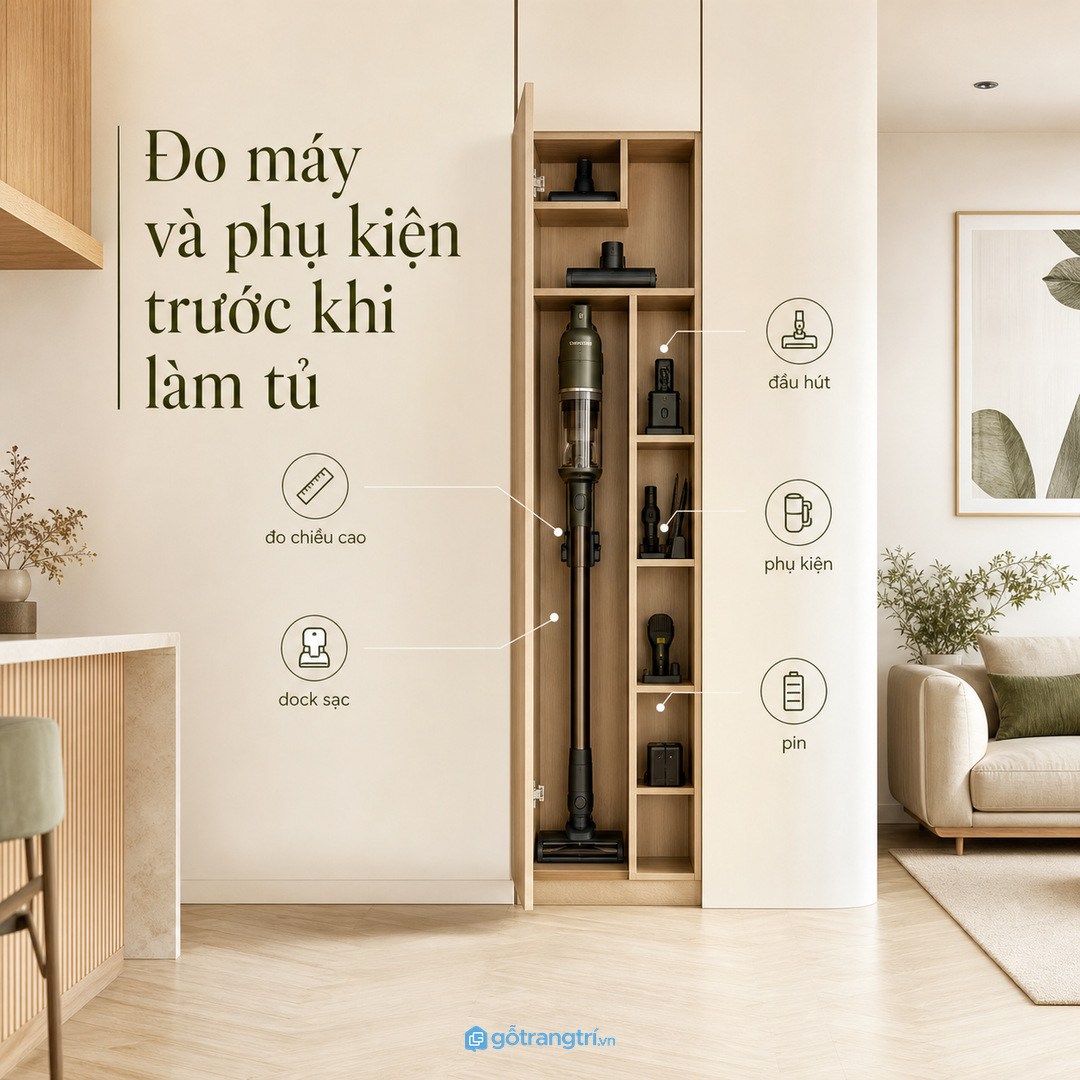 Đo máy, đầu hút, dock sạc và pin trước khi sản xuất tủ