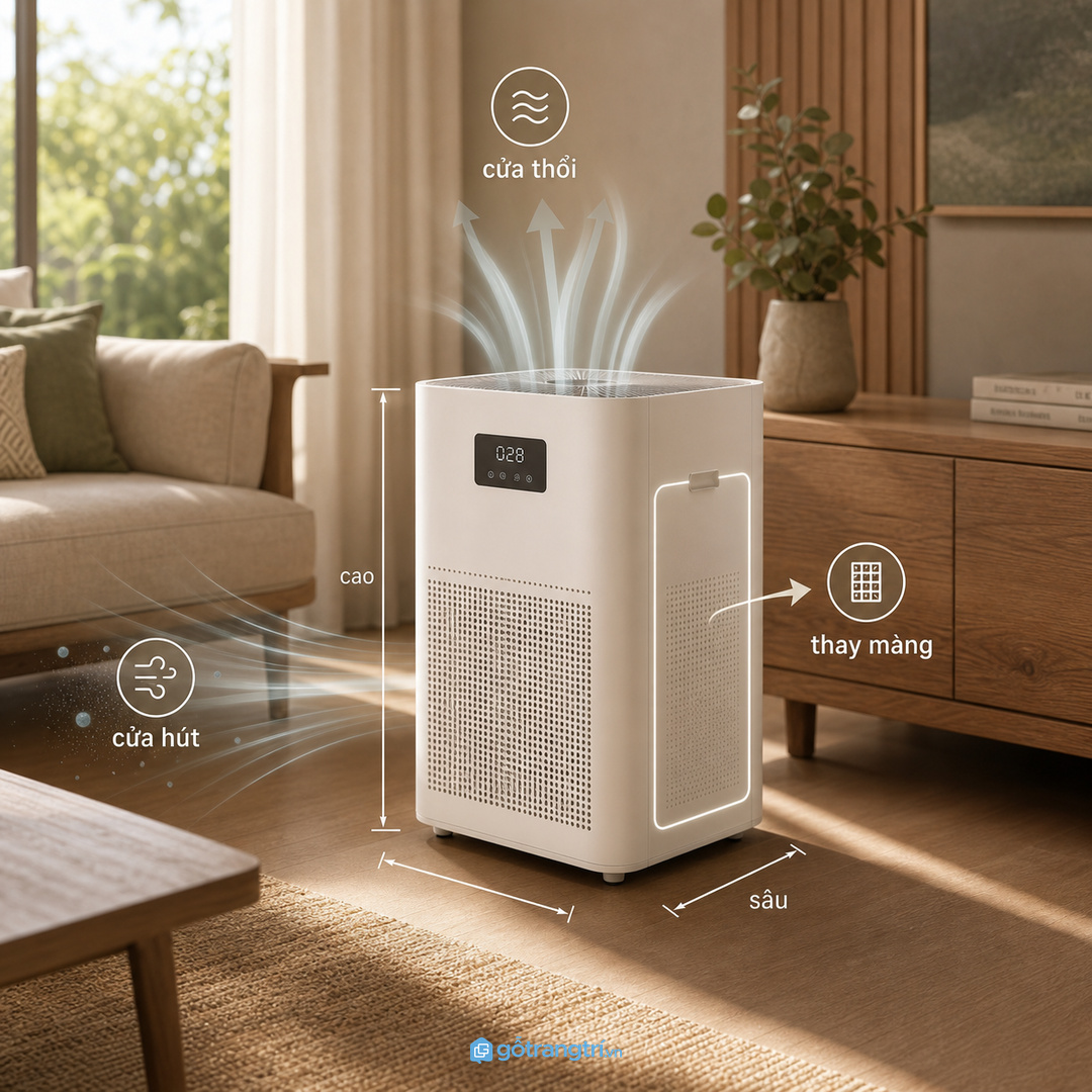 Đo thân máy, vùng gió và vị trí ổ cắm trước khi đặt làm