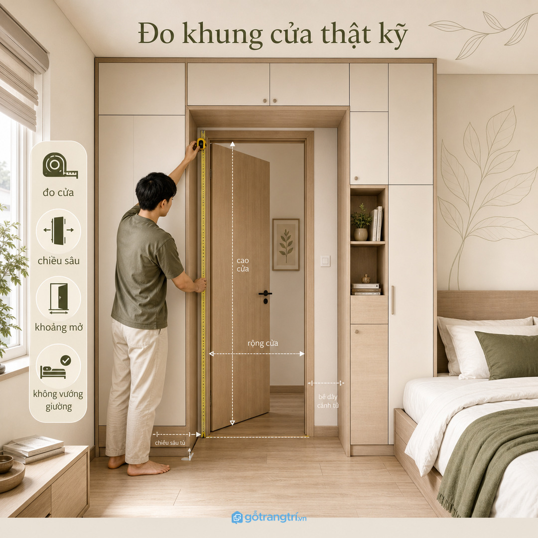 Đo khung cửa, chiều sâu và khoảng mở thật kỹ