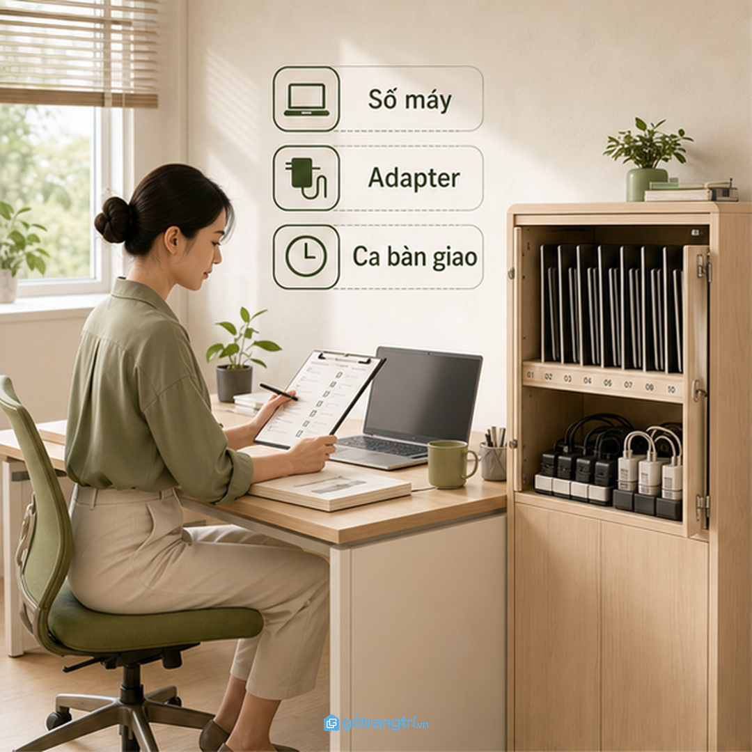 Đo số lượng laptop, adapter và nhịp bàn giao thiết bị