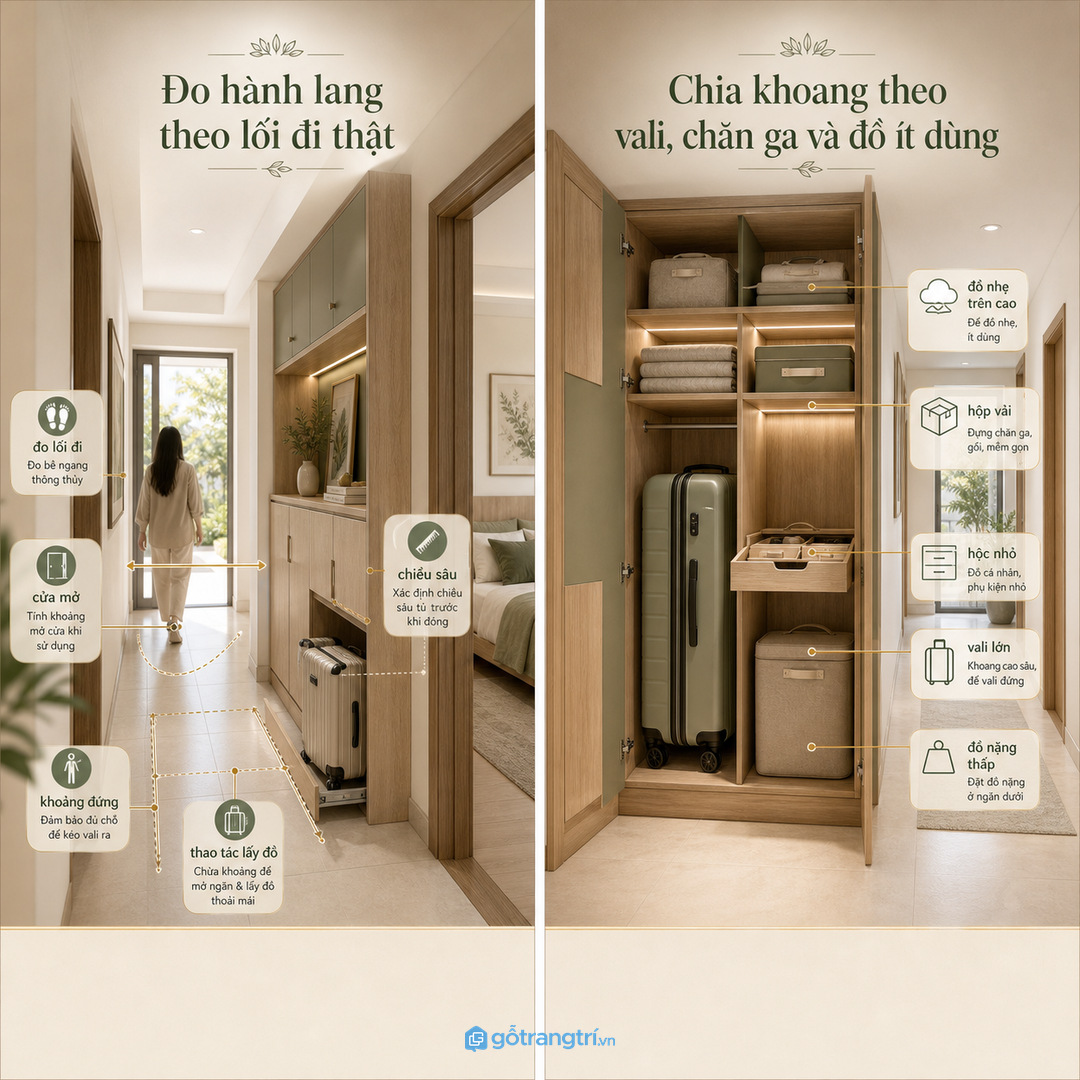 Đo hành lang theo lối đi thật